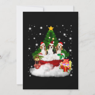 Carte De Remerciements Trois Père Noël Beagle Avec Arbre De Noël