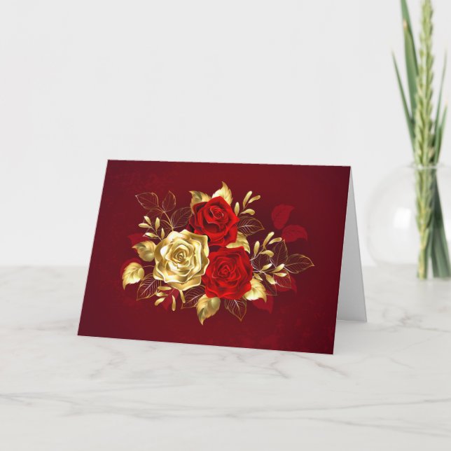 Carte De Remerciements Trois Roses de bijoux (Devant)