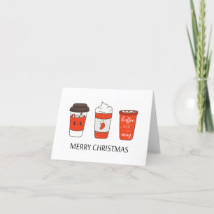 Carte De Remerciements Trois tasses de café en papier de Noël avec des ga