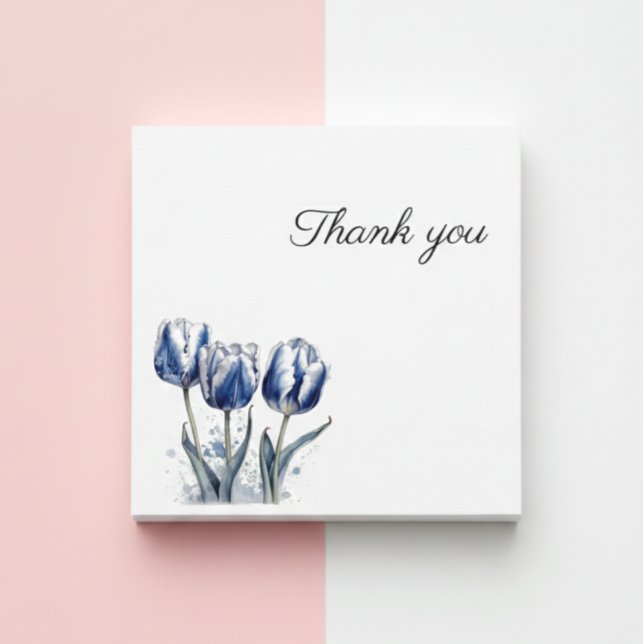 Carte De Remerciements Trois Tulipes Bleu Delft (Créateur téléchargé)
