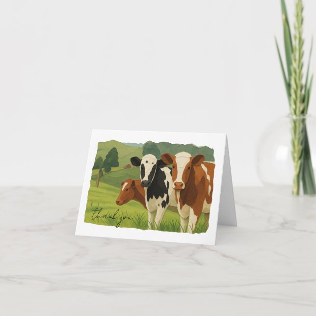 Carte De Remerciements Trois vaches de champ (Devant)