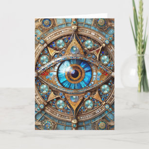 Carte De Remerciements Troisième Œil - Mandala Bleu Turquoise Or
