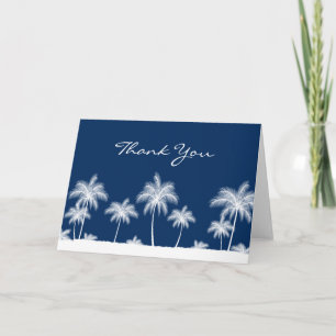 Carte De Remerciements Tropcal Palm Trees Navy Blue Thank