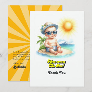 Carte De Remerciements Tropical Beach Boy Voici le Baby shower Son