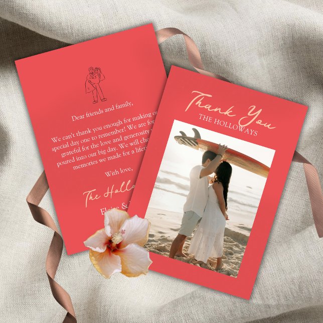 Carte De Remerciements Tropical Coral Pink Flat Thank You Card (Tropical Coral Pink Flat Thank You Card)