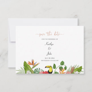Carte De Remerciements Tropical Floral Save the Date Card