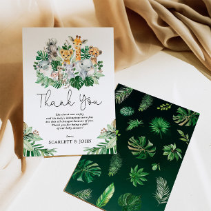 Carte De Remerciements Tropical Jungle Animaux Safari Party Baby shower