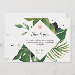 Carte De Remerciements Tropical jungle floral exotique chic photo mariage