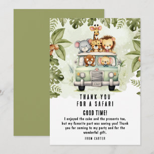 Carte De Remerciements Tropical Jungle Safari Animaux Baby showers Garçon
