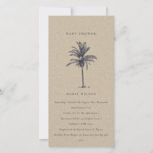 Carte De Remerciements Tropical Palm Tree Marine Baby shower Kraft Invita