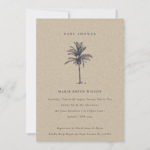 Carte De Remerciements Tropical Palm Tree Marine Baby shower Kraft Invita