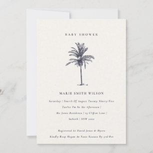 Carte De Remerciements Tropical Palm Tree Marine Baby shower Kraft Invita