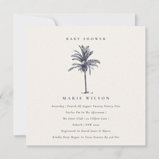 Carte De Remerciements Tropical Palm Tree Marine Baby shower Kraft Invita (Devant)