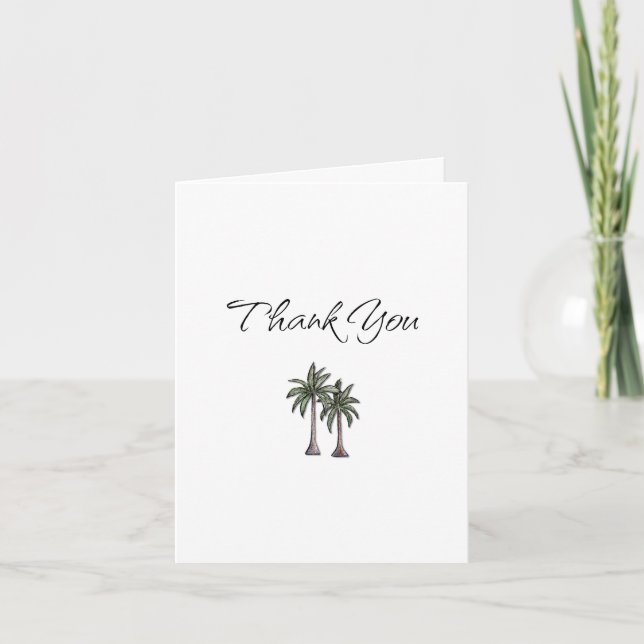 Carte De Remerciements Tropical Palm Trees Birthday Gift Elegant (Devant)
