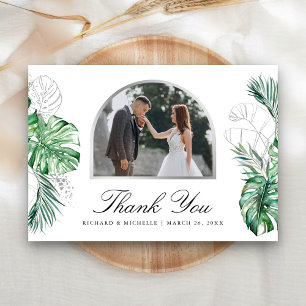 Carte De Remerciements Tropical Silver Palm Arch Photo Mariage