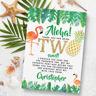 Carte De Remerciements Tropical Summer Beach Luau Boys 2e anniversaire