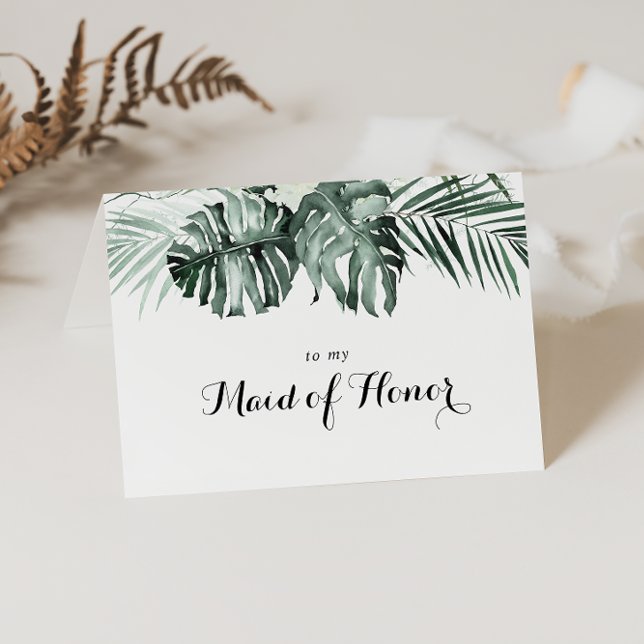 Carte De Remerciements Tropical Verdure Fleurs Blanches de Mariage  (Créateur téléchargé)