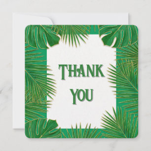 Carte De Remerciements Tropical Vert Or Vous Êtes Invités