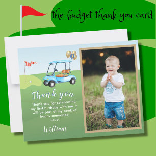 Carte De Remerciements Trou en un BUDGET Photo Garçon Golf 1er Anniversai