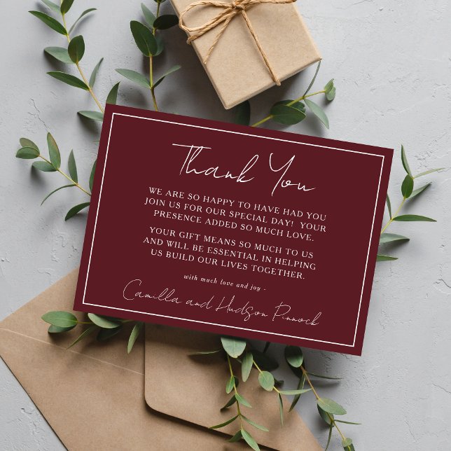 Carte De Remerciements True Simplicity 4 | Deep Burgundy | Thank You Note (Créateur téléchargé)