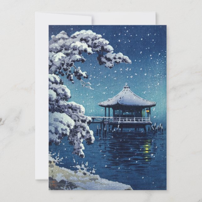 Carte De Remerciements Tsuchiya Koitsu - Neige sur l'Ukimido à Katada (Devant)