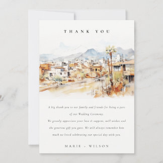 Carte De Remerciements Tucson, Arizona Watercolor Landscape Wedding