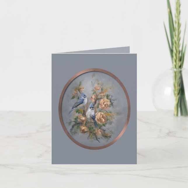 Carte De Remerciements Tufted Titmice Birthday/ (Devant)