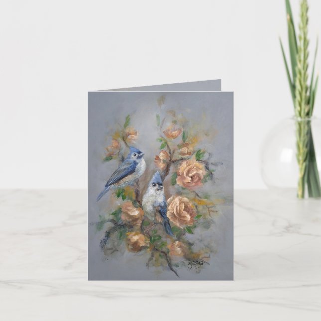 Carte De Remerciements Tufted Titmice Birthday/ (Devant)