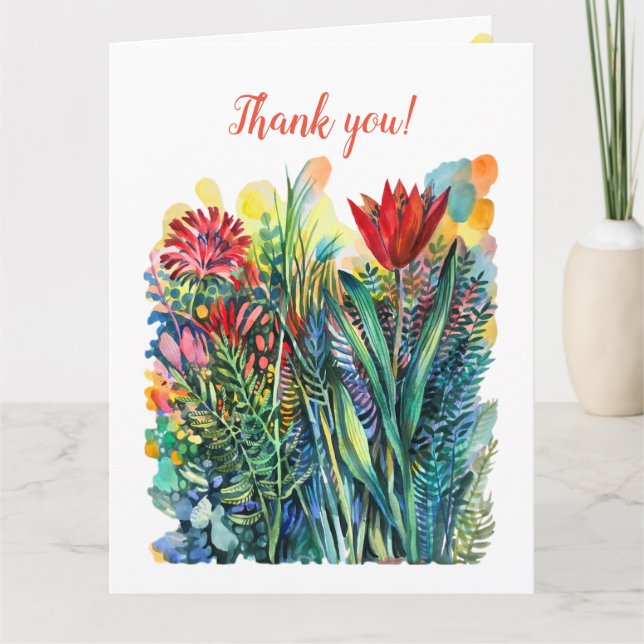 Carte De Remerciements Tuliforme rouge (Devant)