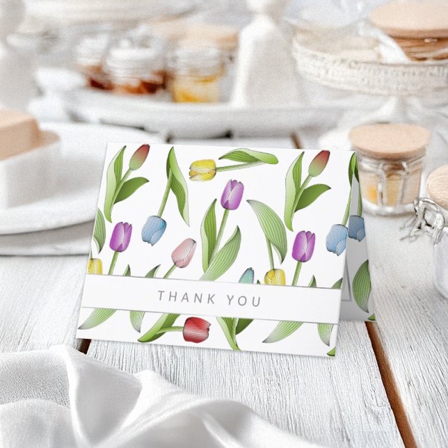 Carte de remerciements Tulipe colorée moderne pers (Créateur téléchargé)
