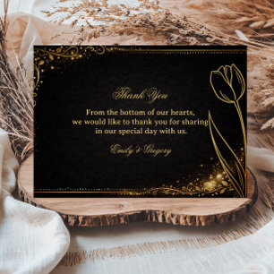 Carte De Remerciements Tulipe dorée Luxe Étincelle