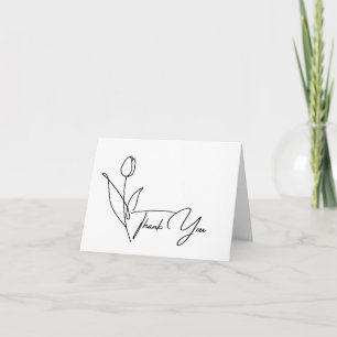 Carte De Remerciements Tulipe minimaliste au trait dessiné