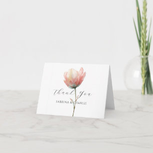 Carte De Remerciements Tulipe rose violet aquarelle florale élégante