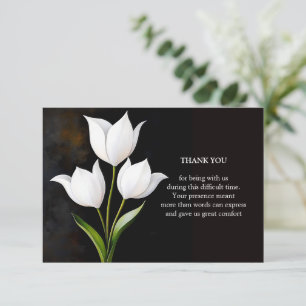 Carte De Remerciements Tulipes blanches élégantes dans le noir