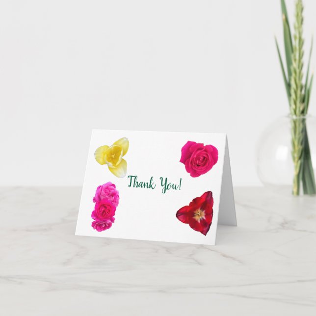 Carte De Remerciements Tulipes et Roses (Devant)