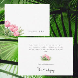 Carte De Remerciements Tulipes roses aquarelle Remerciement de deuil