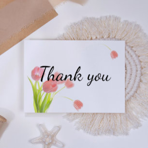 Carte De Remerciements Tulipes Roses Douces Élégantes