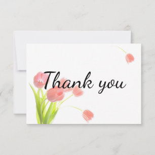 Carte De Remerciements Tulipes Roses Doux Élégants