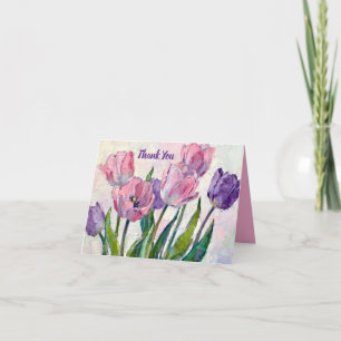 Carte De Remerciements Tulipes roses et violettes vibrantes