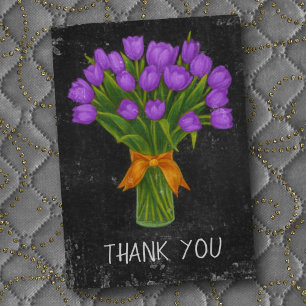 Carte De Remerciements Tulipes violettes de tableau noir