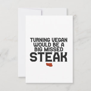 Carte De Remerciements Turning Vegan serait un gros steak manqué drôle