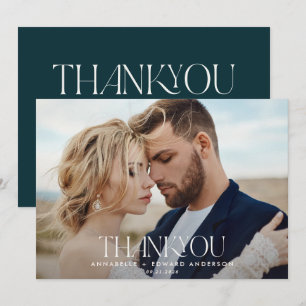 Carte De Remerciements Turquoise 1 photo mariage remerciements typographi