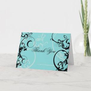 Carte De Remerciements Turquoise avec embellissement de fioriture en spir