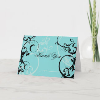 Carte De Remerciements Turquoise avec embellissement de fioriture en spir