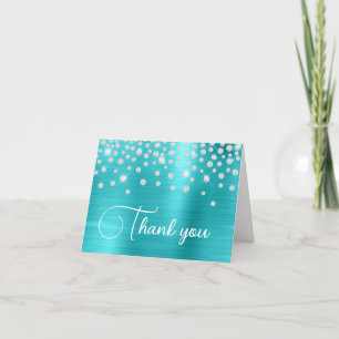 Carte De Remerciements Turquoise Blue Foil Diamond Confetti 50e anniversa