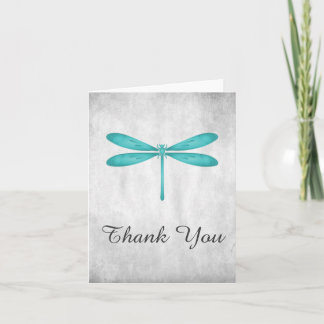 Carte de remerciements turquoise de libellules