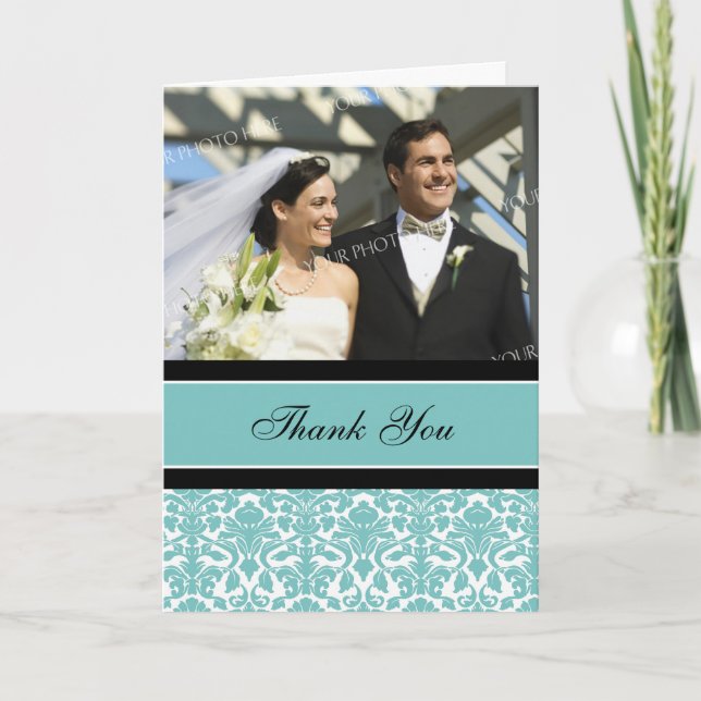 Carte de remerciements turquoise de Mariage photo  (Devant)