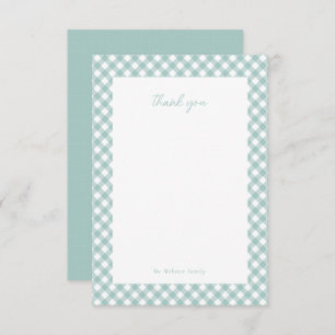 Carte De Remerciements Turquoise en vichy mignon simple baby shower perso