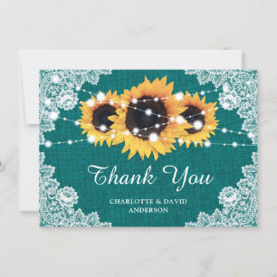 Carte de remerciements turquoise Mariage de tourne