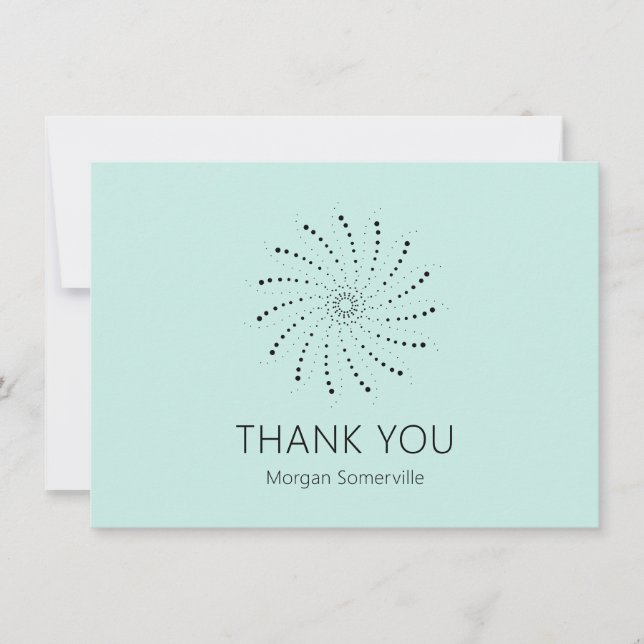 Carte De Remerciements Turquoise Moderne Spirale Élégante Pointillée (Devant)
